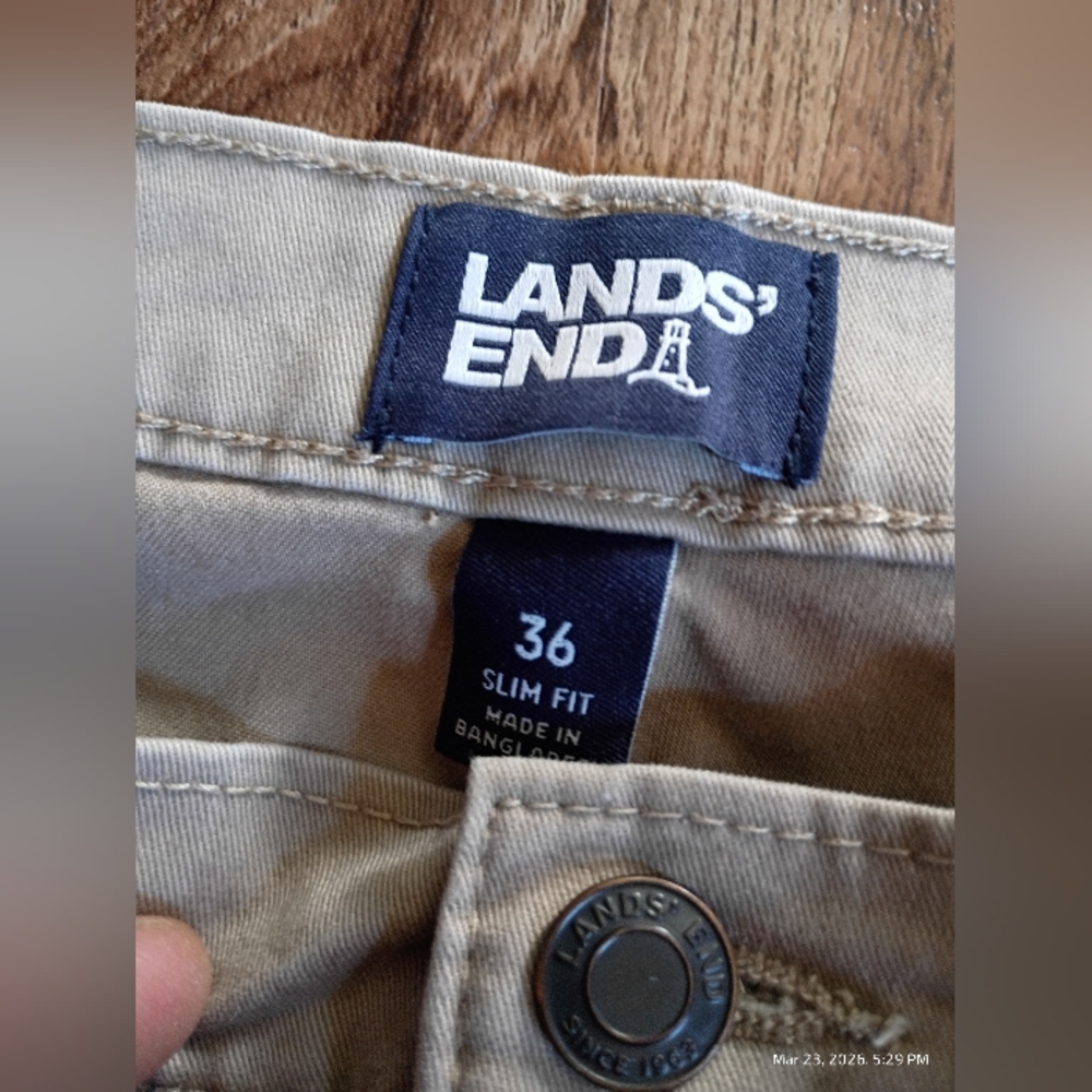 Lands' End Khaki Pants 36 Slim Fit Straight - Picture 3 of 7
